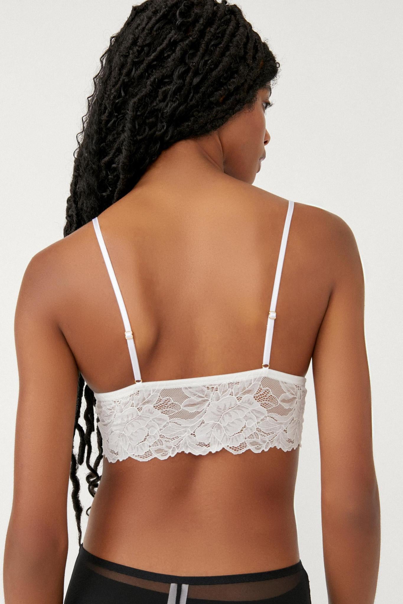 2+ Flirty Lace Scoop Longline Bralette, New:Cotton